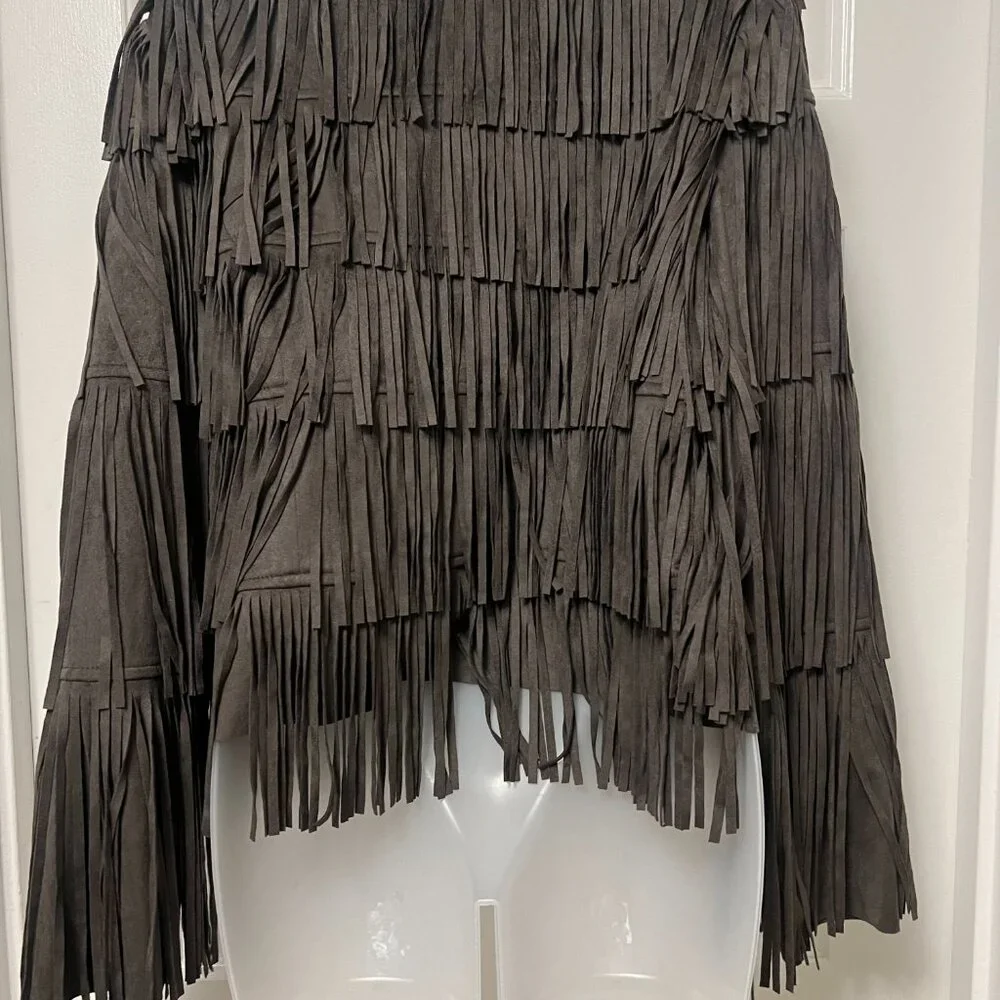 Gray Fringe Jacket - Picture 3 of 5